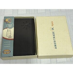 NEW! FOSSIL Bag Co. Mens Brown Leather BI-Fold Deluxe Credit Card Wallet belt